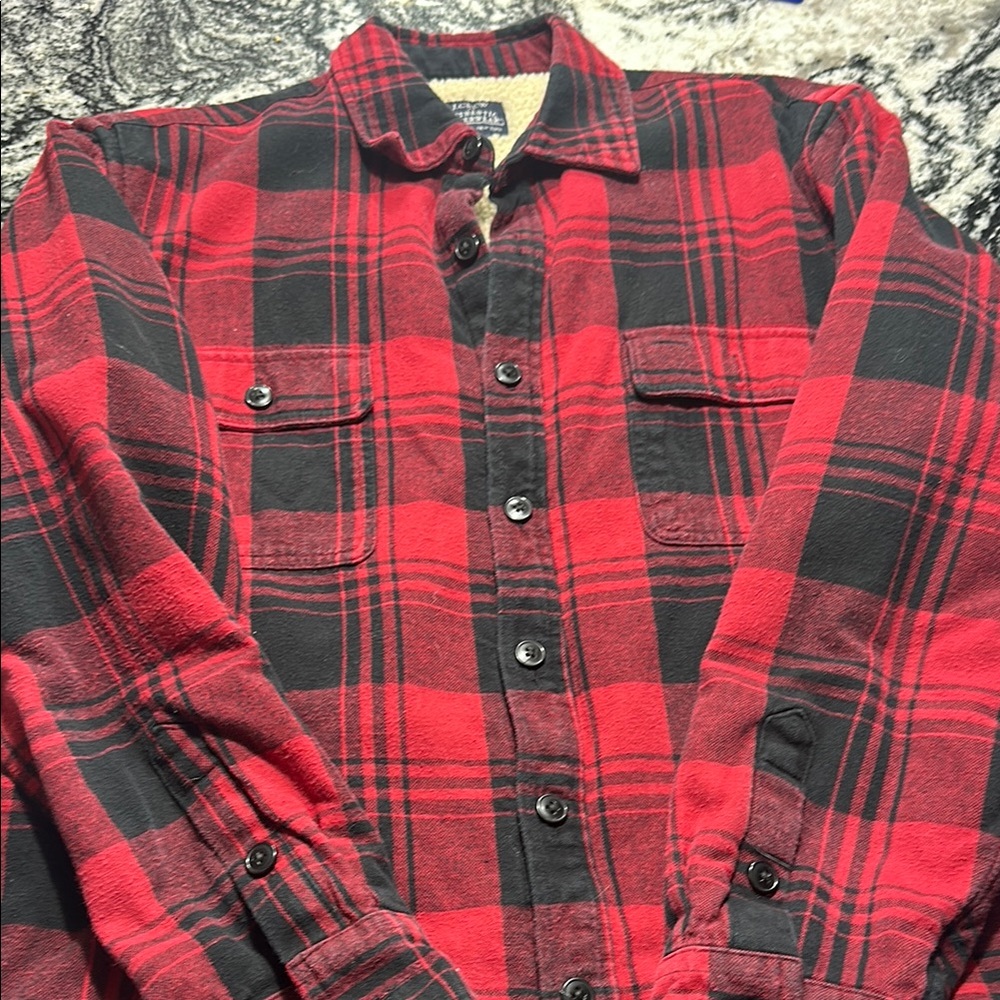 J. Crew Factory Red and Black Plaid Men's Shirt Jacket